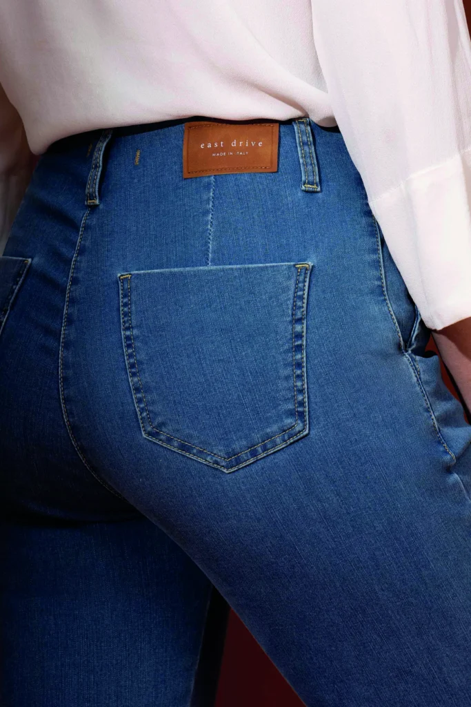 East Drive jeans detailed look with logo